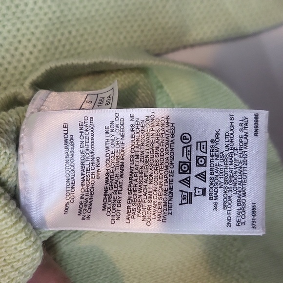 BROOKS BROTHERS 365 Lime Green Cotton Thermal Kangaroo Pocket Hoodie - Picture 6 of 12